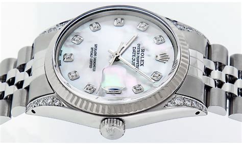 rolex datejust mother of pearl price|rolex 36mm datejust with diamonds.